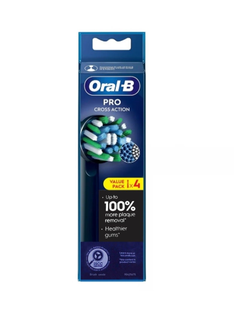 Oral-B Pro Cross Action Electric Toothbrush Head, X-Shape and Angled Bristles for Deeper Plaque Removal, Pack of 4 Toothbrush Heads, Black - Image 2